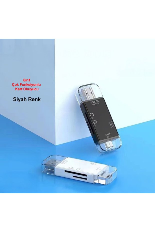 6 in 1 Multifunction Card Reader Type-C/Usb Tf/Sd Card for Mobile Phones and Computers Black