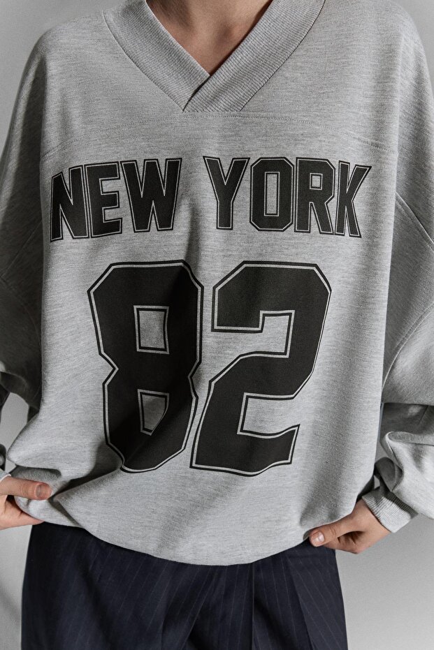 Oversize baskılı sweatshirt - 3