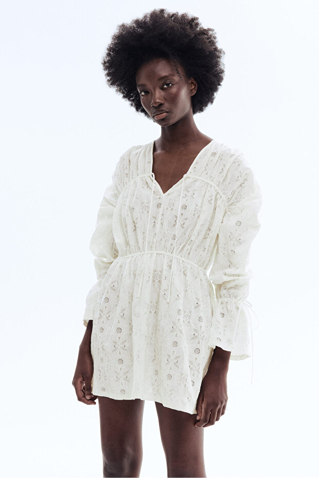 Dantel Mini Elbise - 4