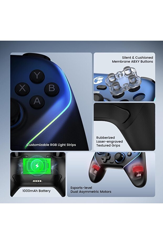 وحدة تحكم الألعاب اللاسلكية GameSir Super Nova لأجهزة الكمبيوتر/Switch/iOS/Android، مزودة بعصا تحكم وزر تشغيل بتقنية تأثير هول. - 5