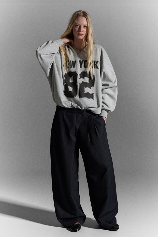 Oversize baskılı sweatshirt - 2