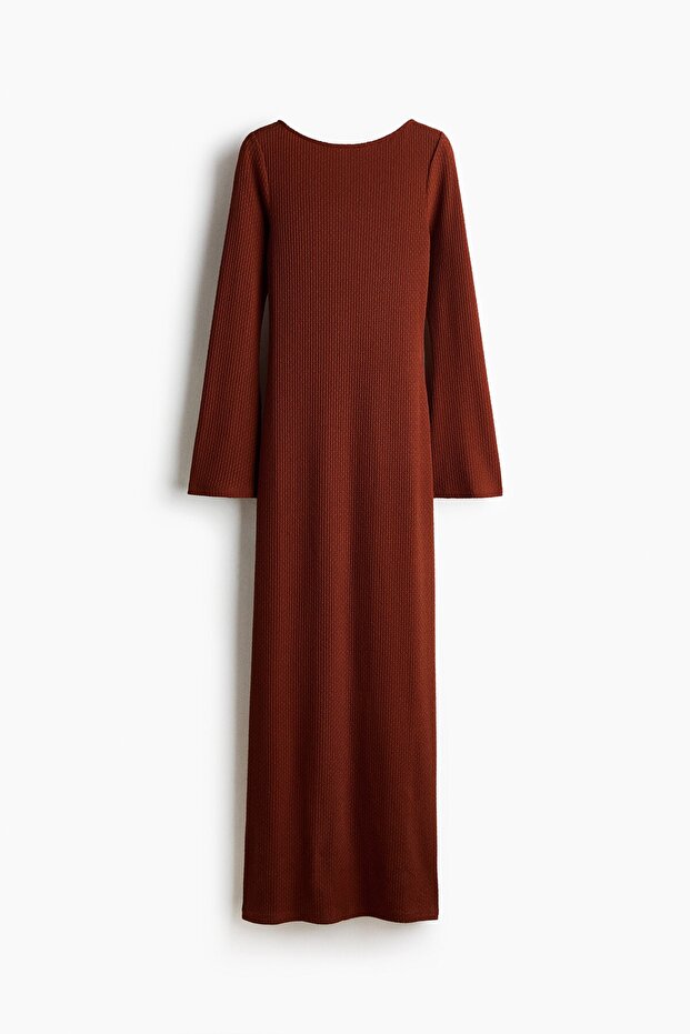 Tekstüre Triko Maksi Elbise - 1