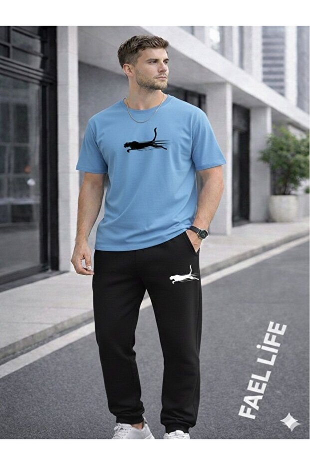 Women'S/Men's T-Shirt and Sweatpants Tiger Printed Top-Bottom Set