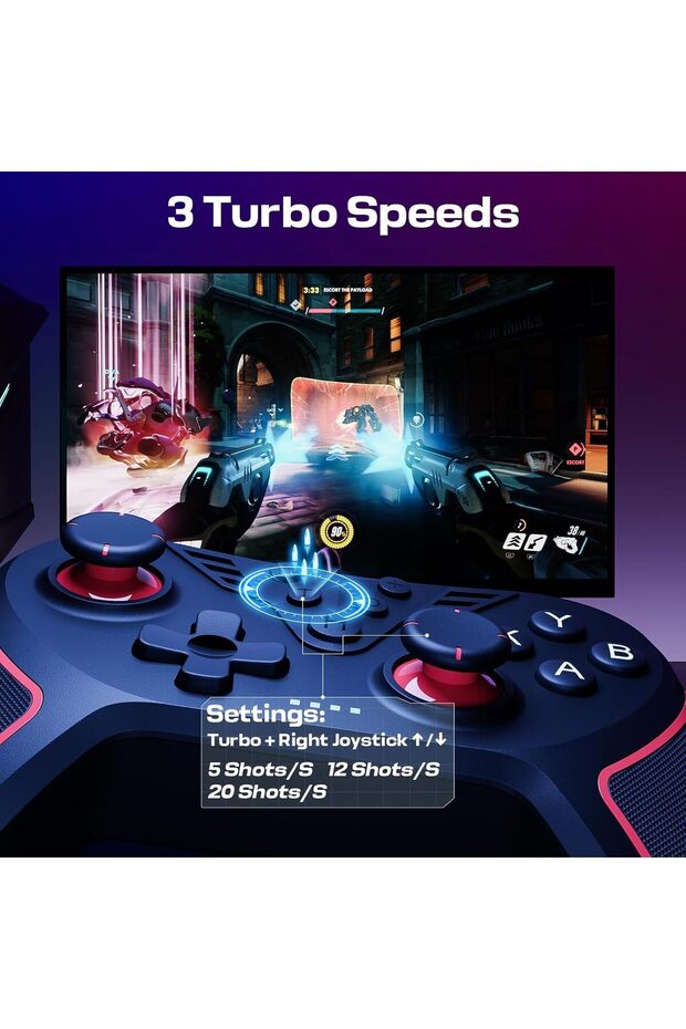 PC Controller with 2-Button Assignment, Wired Joystick Controller Compatible for Win(7/8/10/11) with - 4