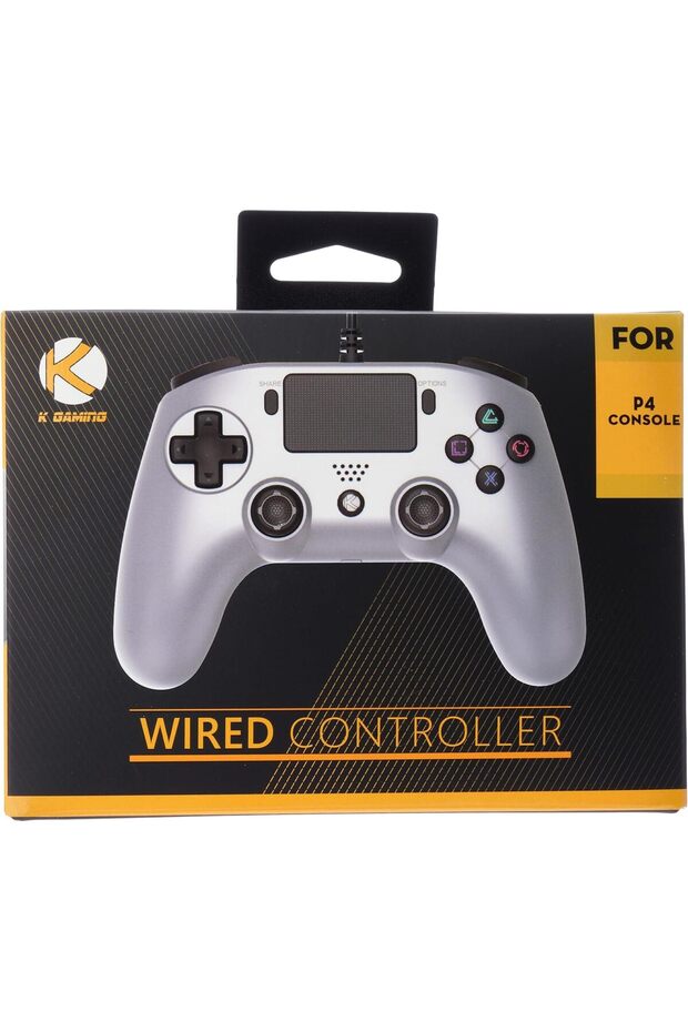 K Gaming Wired PS4 Controller, White - 2