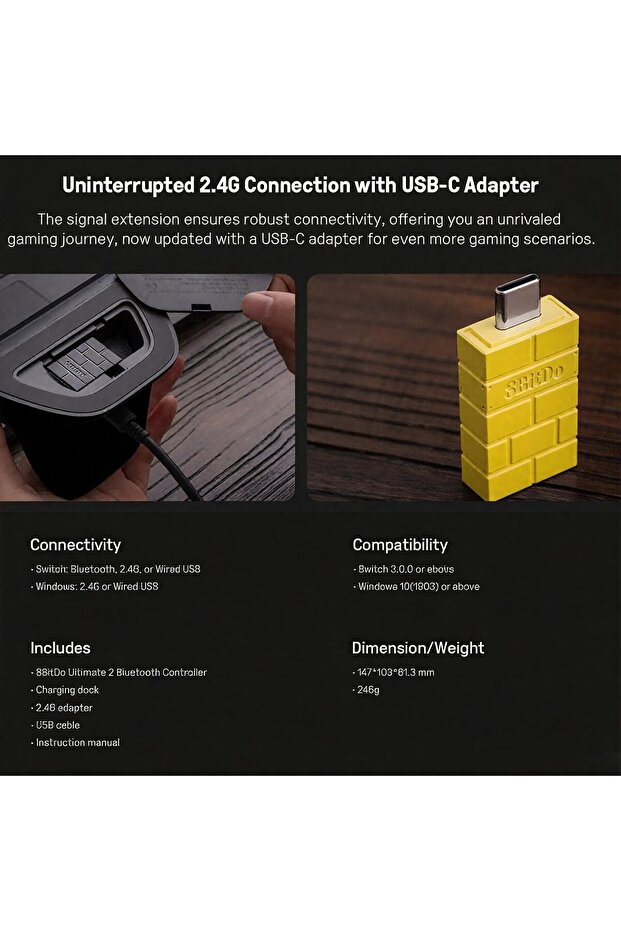 وحدة تحكم بلوتوث WeChip و8Bitdo Ultimate 2 (تحديث عصا التحكم TMR)، حلقة نار RGB، هال قابلة للتبديل - 4