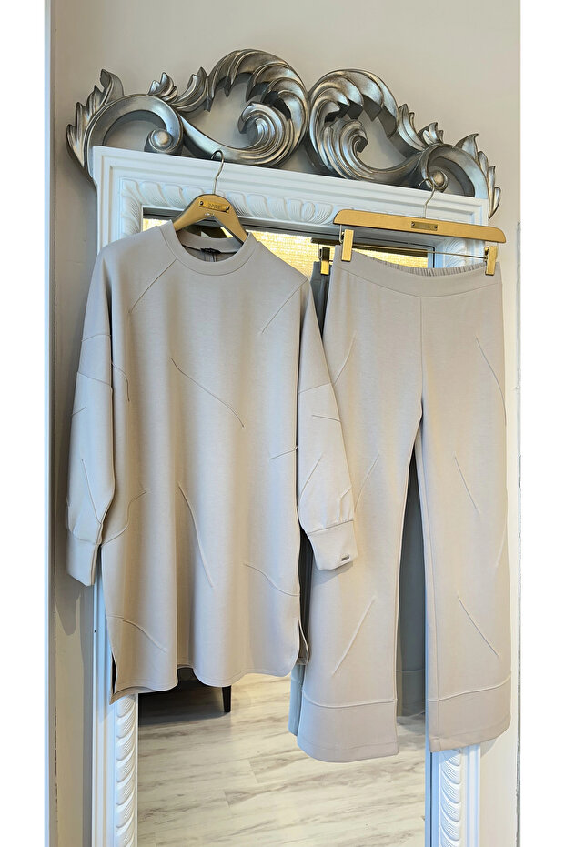 Kadın Oversize Takım - Bej - 4