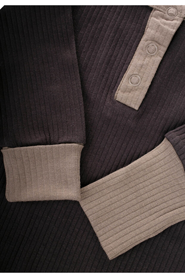 بدلة قابلة للتمدد للأطفال من 0-2 سنة لون أنثراسايت - 3