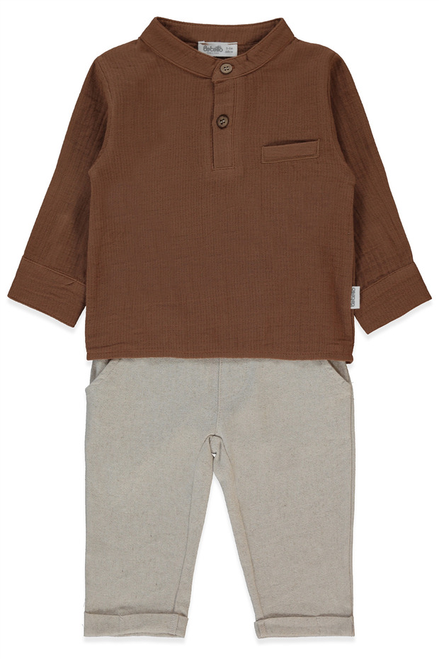 Muslin Shirt 2-Piece Set (Gentleman) Brown