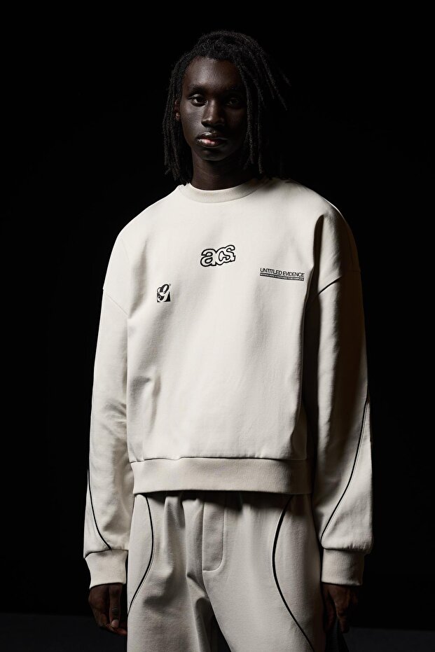 Boxy nakışlı sweatshirt - 1