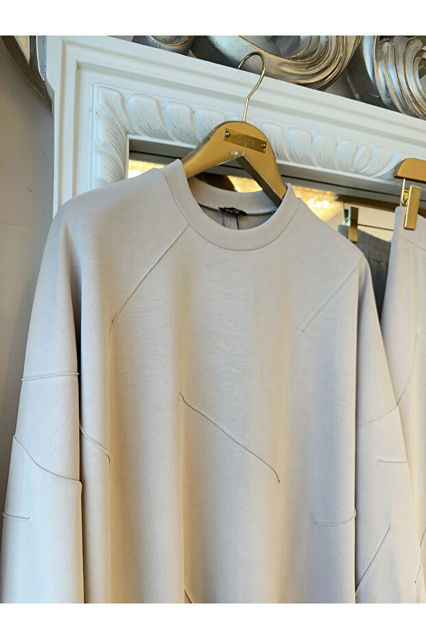 Kadın Oversize Takım - Bej - 7