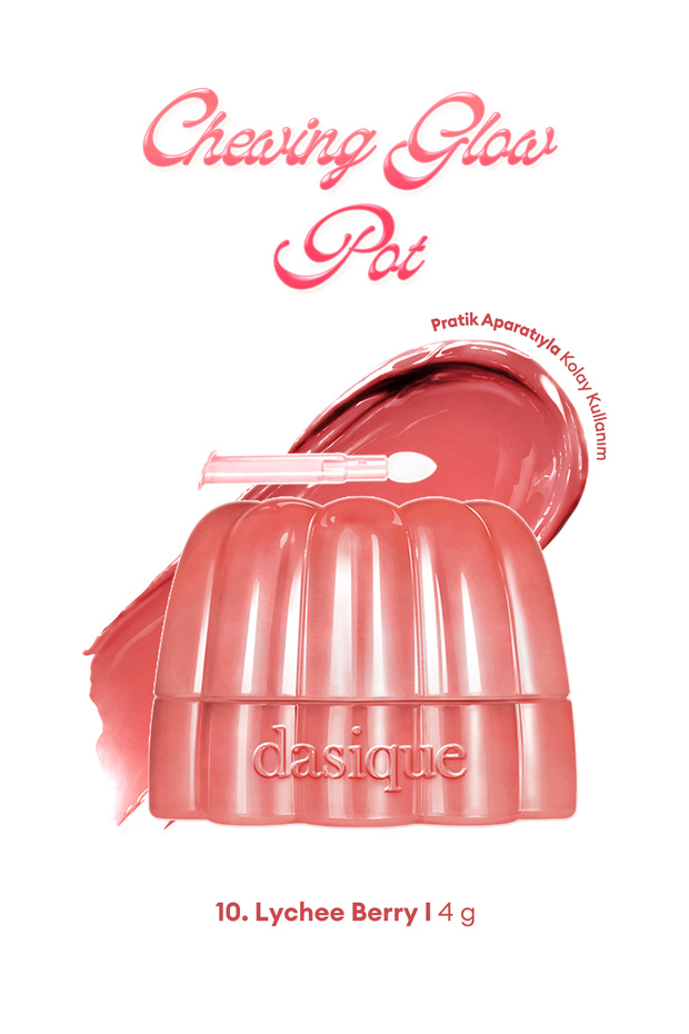 Flexible Gel Texture, Moisturizing, Glossy Finish Lipstick & Blush Chewing Glow Pot 10 Lychee Berry