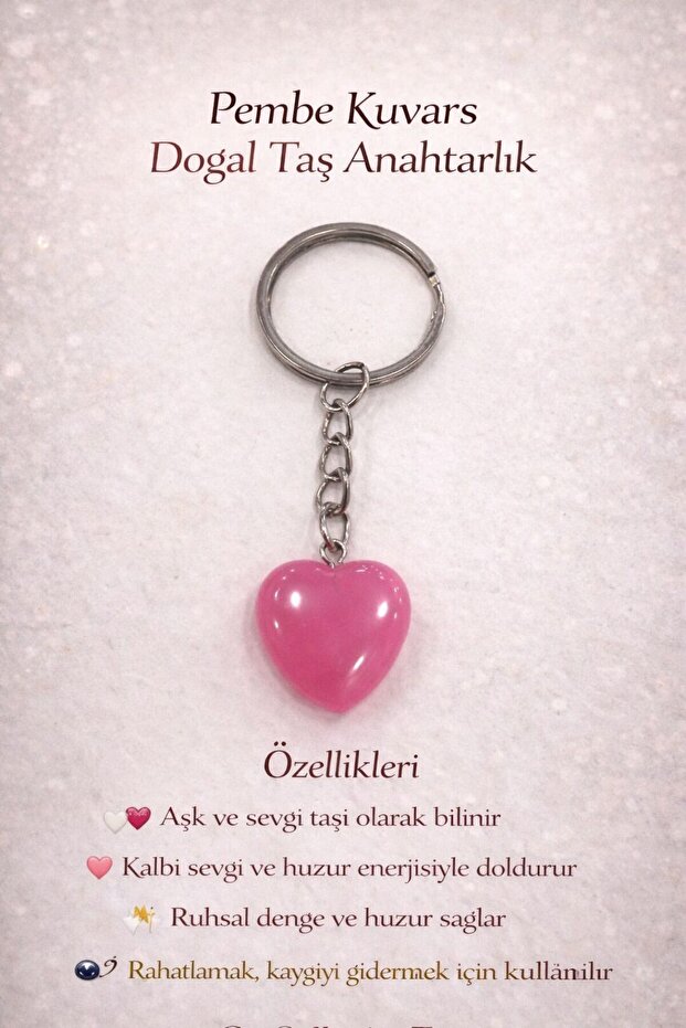 Pink Quartz Natural Stone Keychain