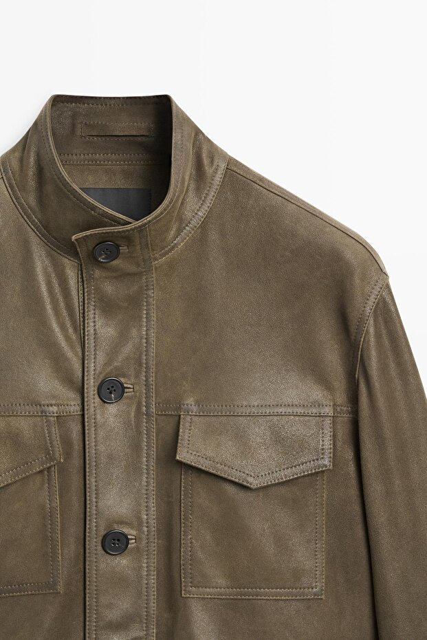 Distressed deri ceket - 6