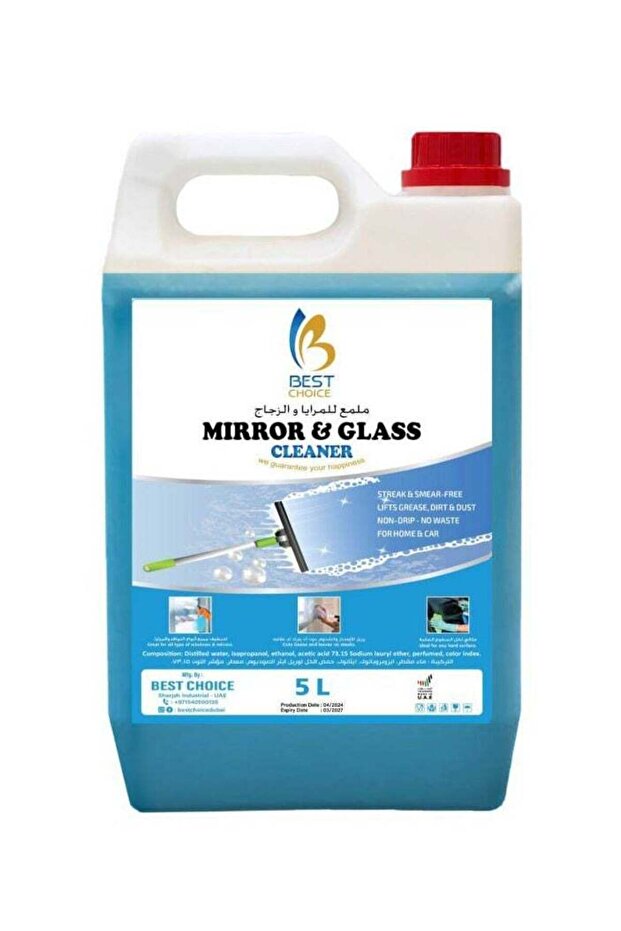 Best Choice Mirror and Glass Cleaner 5L - Streak-Free Shine for Windows, Mirrors, and Glass Surfaces