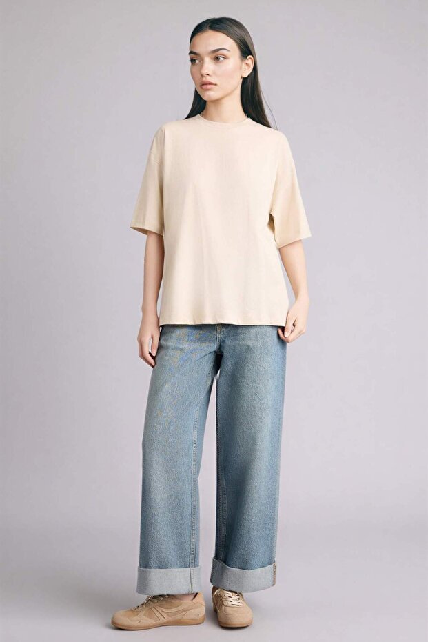 Oversıze Basıc Penye Tişört C0099AX26SM - 2