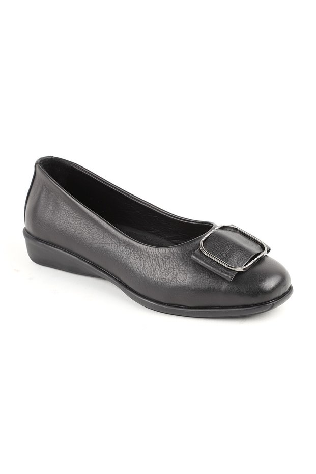 L076.3101 Genuine Leather Buckle Flexible Rubber Sole Women's Loafer Casual Shoes