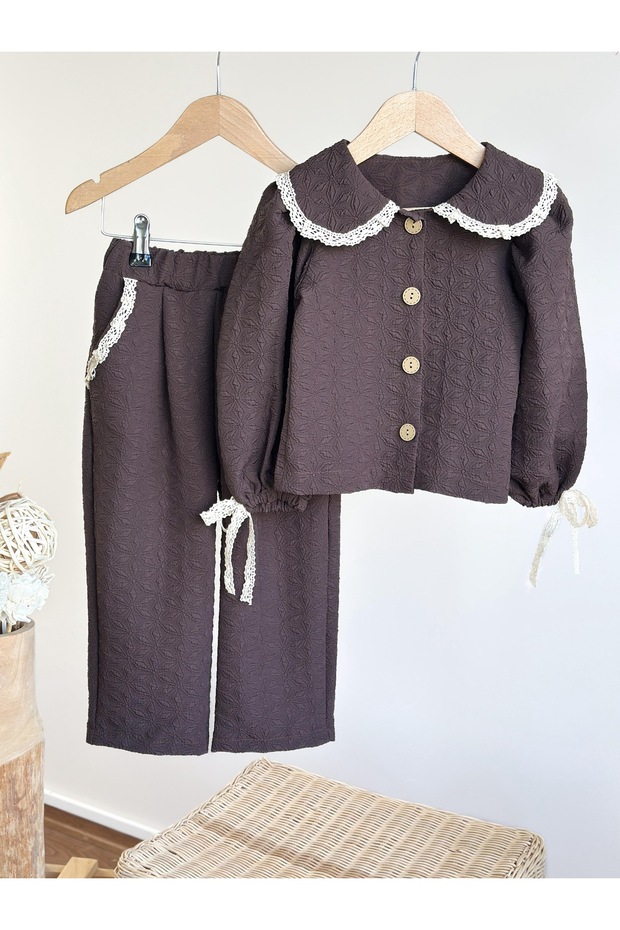 Fisto Detail Capitoné Look Two-Set for Girls