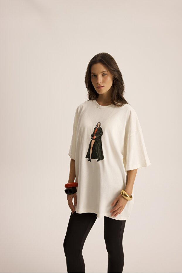 Simone Oversize Beyaz T-Shirt - 4