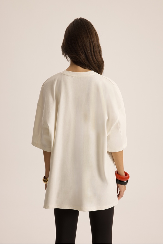 Simone Oversize Beyaz T-Shirt - 5