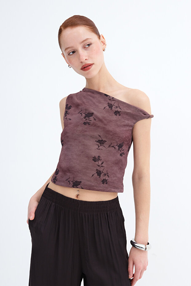 Patterned Crop Blouse A18131 - 2