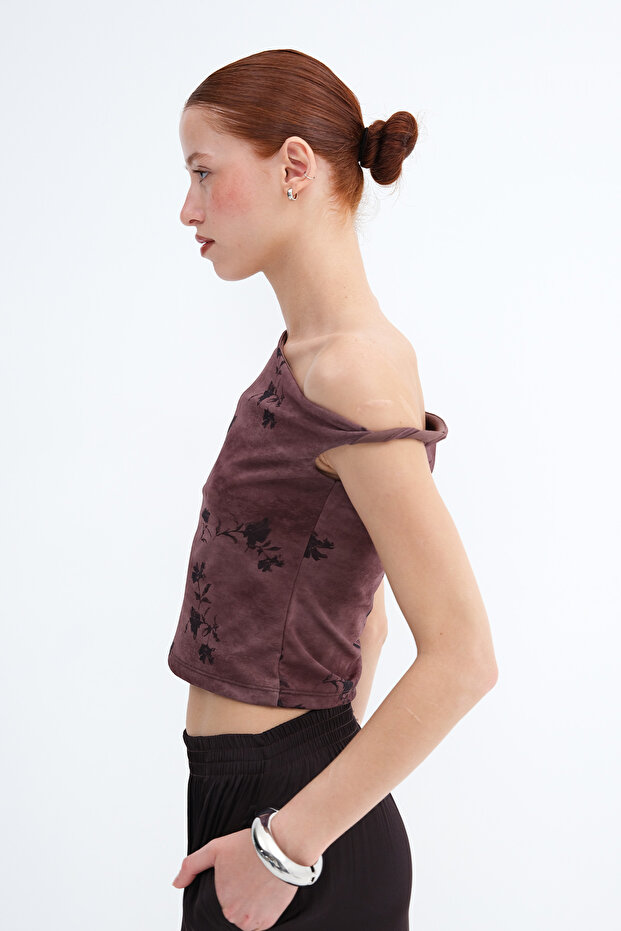 Patterned Crop Blouse A18131 - 4