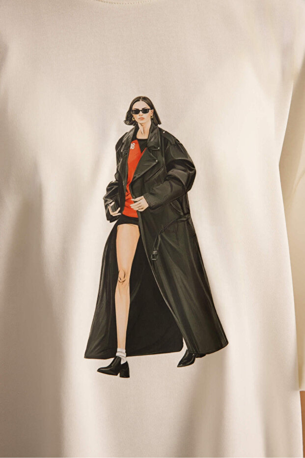 Simone Oversize Beyaz T-Shirt - 8