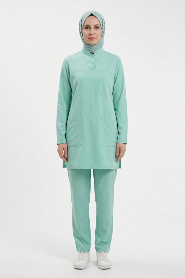 Bermuda Lycra Hijab Scrubs Doctor Nurse Uniform Set