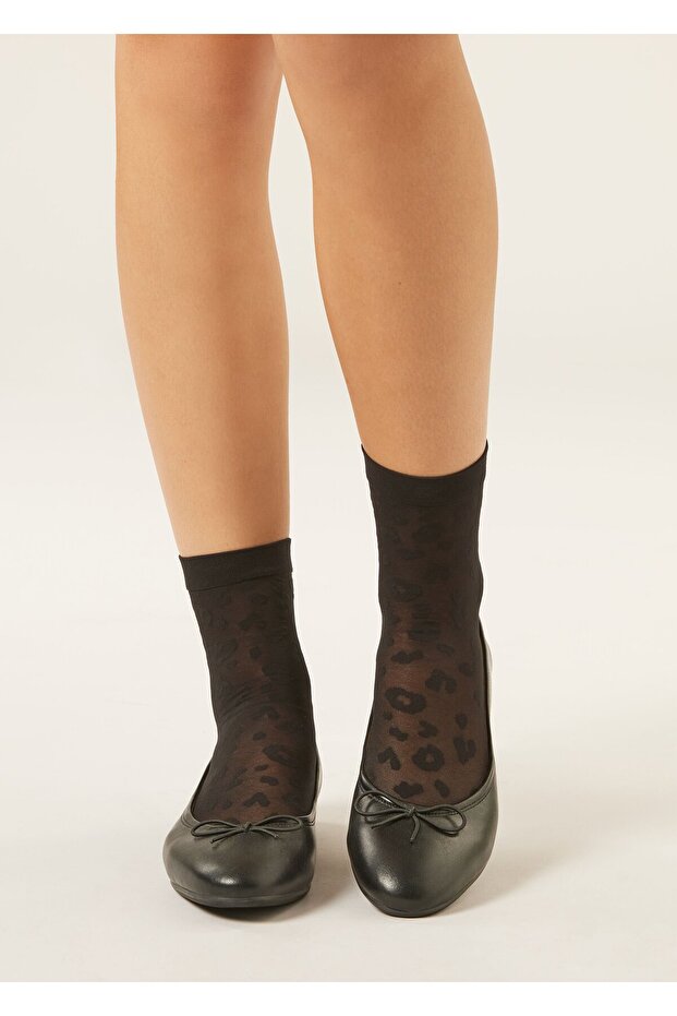 جوارب قصيرة رفيعة بنقشة الفهد - 3