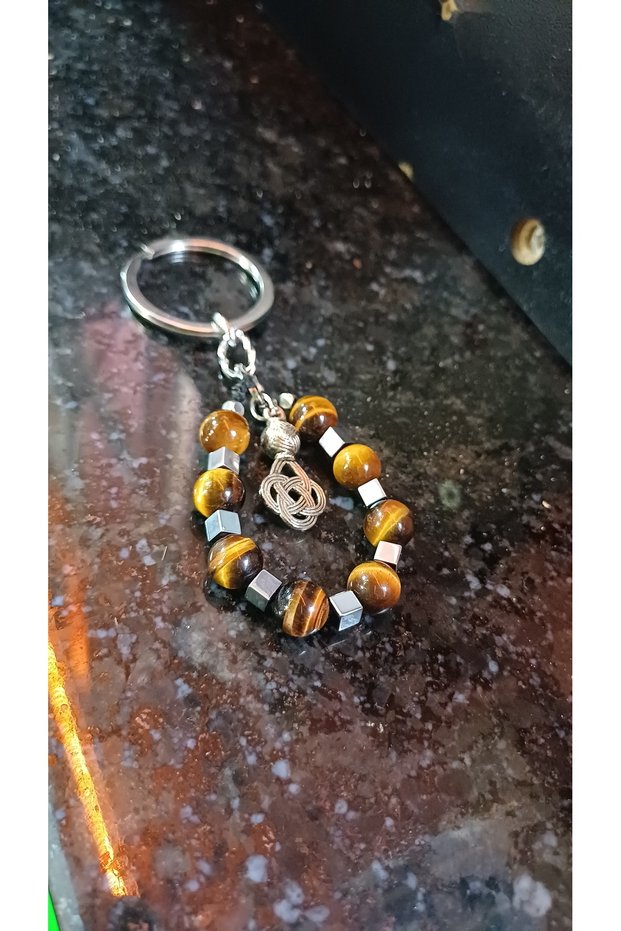 Natural Stone Keychain Hematite Jade Keychain Charm Bag Ornament Birthday, Kina Wedding Engagement Gift Option