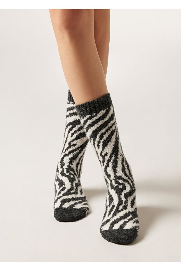 جوارب من القطيفة بنمط الحمار الوحشي - 1