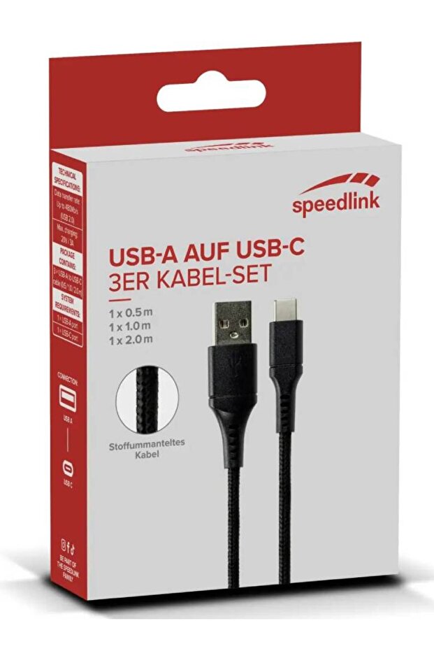 USB-A to USB-C Cable Set Black - 1