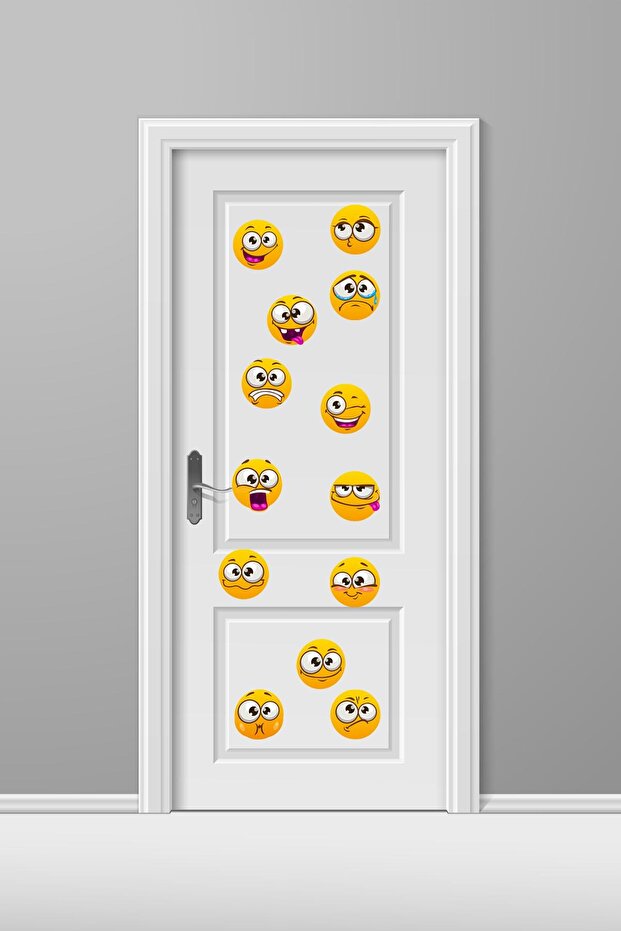 Funny Faces Emoji Shower Cabin Door Wall Cabinet Sticker