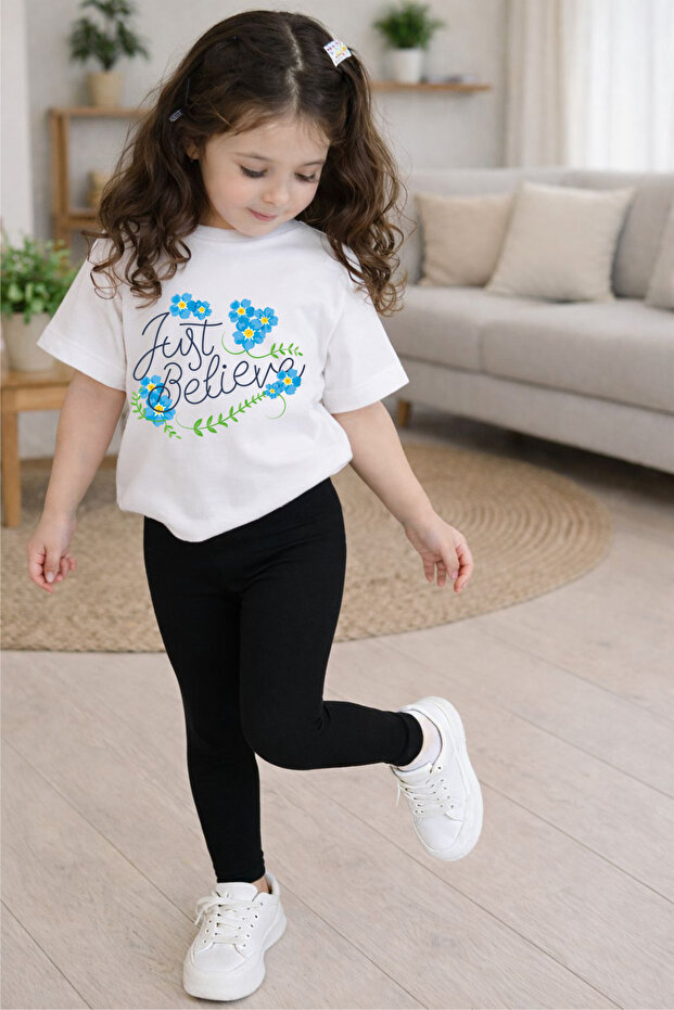 Flower Printed Top and Bottom Set T-Shirt Leggings