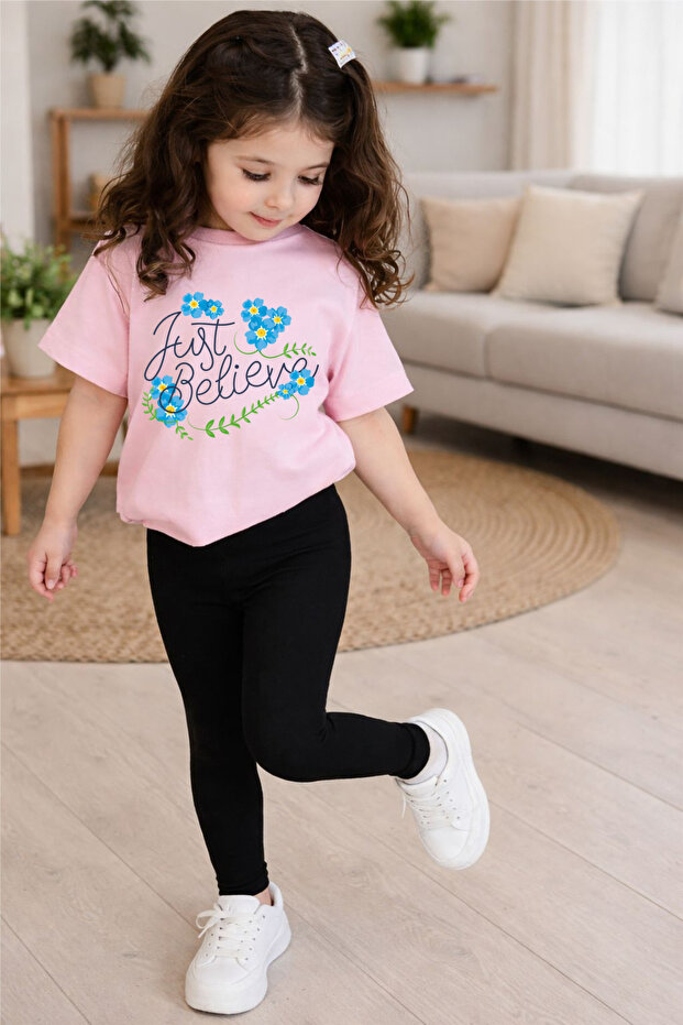 Flower Printed Top and Bottom Set T-Shirt Leggings