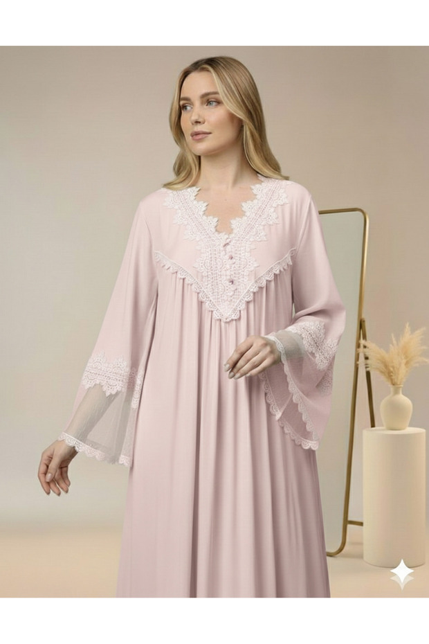 NIGHT GOWN WITH INTRICAte lace detailing