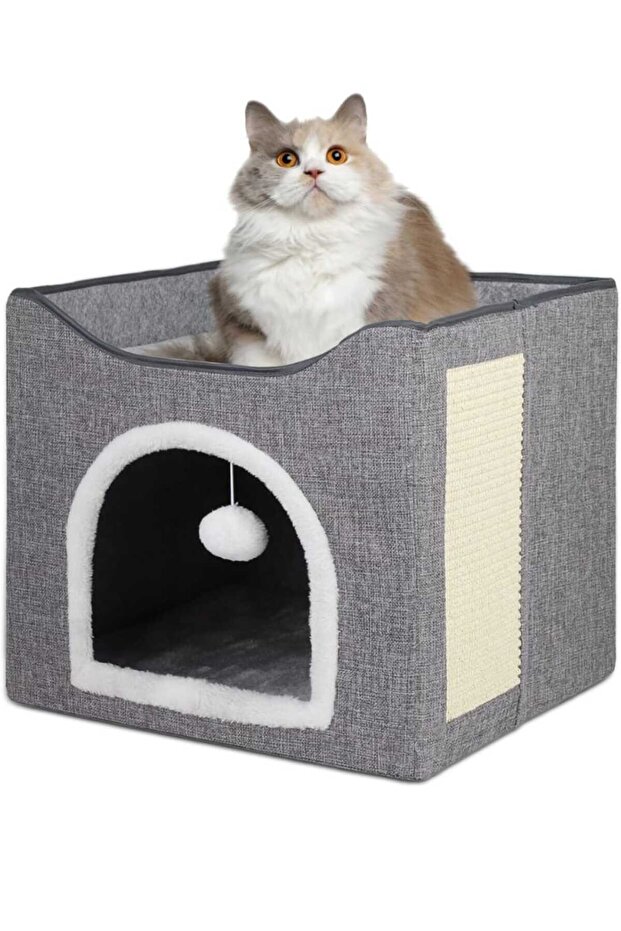 🐈 cat & Dog house for Indoor Cats, easy Folding , Fluffy Ball, Indoor Cat