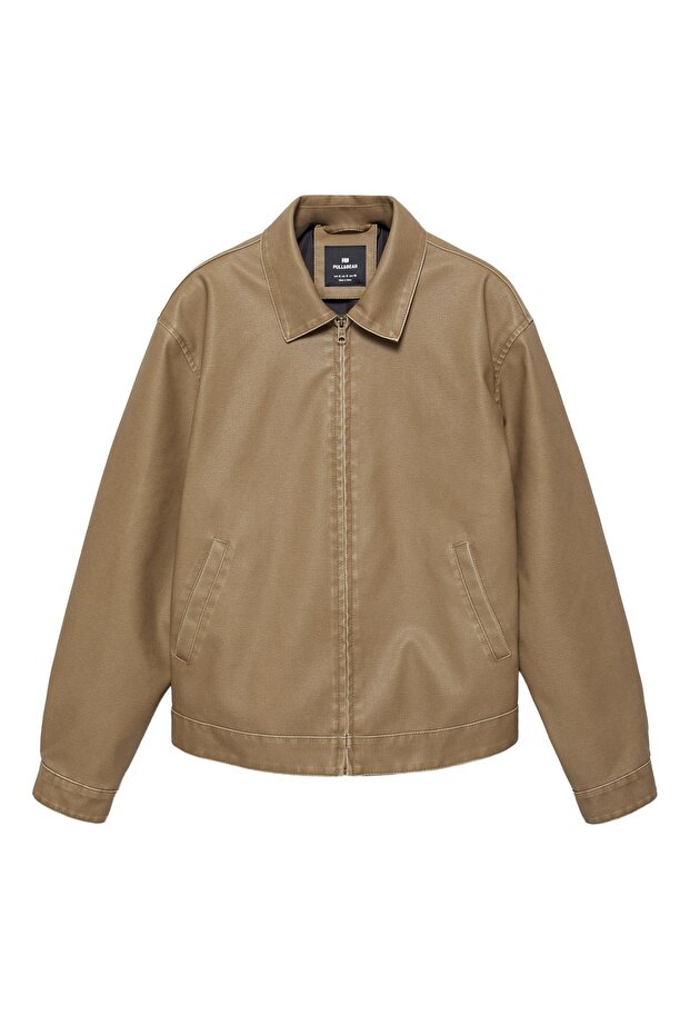 Yıkanmış suni deri ceket - 4