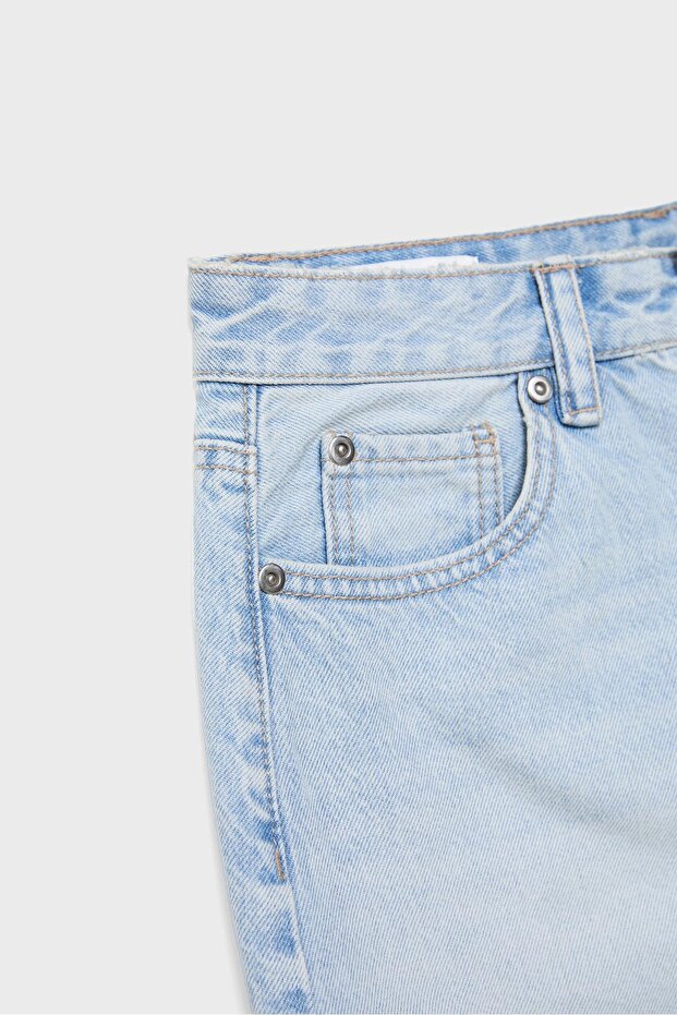 D60 Basic denim mini etek - 8