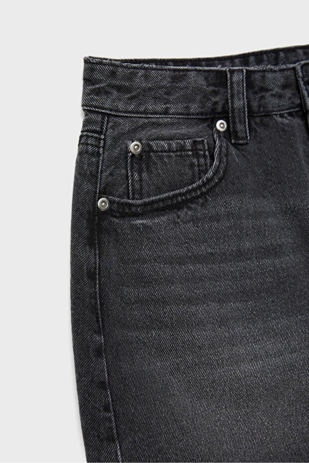 D60 Basic denim mini etek - 8