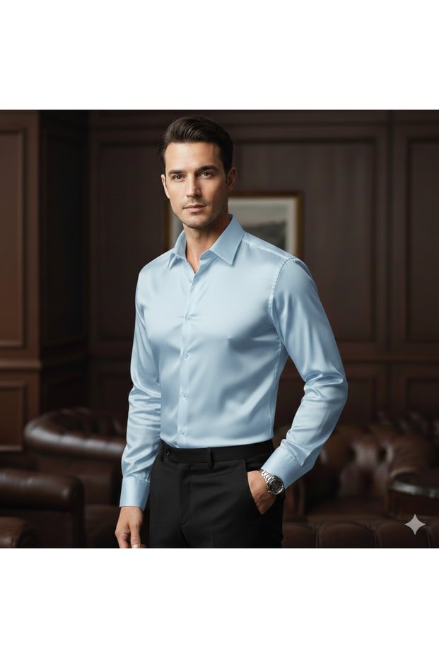 Satin Men's Shirts Modern & Classic in One: "From Office Elegance to Special Events... 4 Different Colors