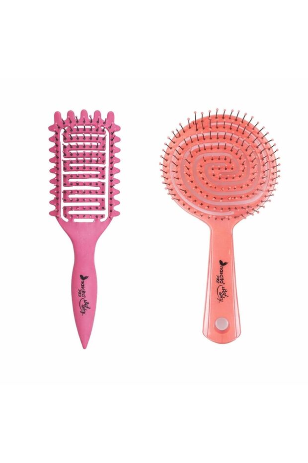 Magical Curl Pink Hair Brush (Magic Curls) - 58 + Pro Oval Hair Brush 02