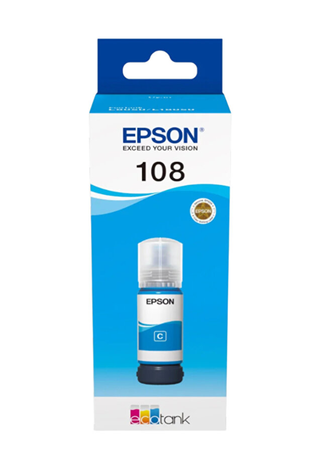 حبر سماوي (Cyan) أصلي 108 من Epson – عبوة 70 مل