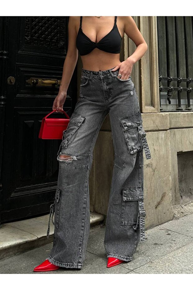 بنطال بالازو مريح واسع الساق بتصميم خاص من KTrend