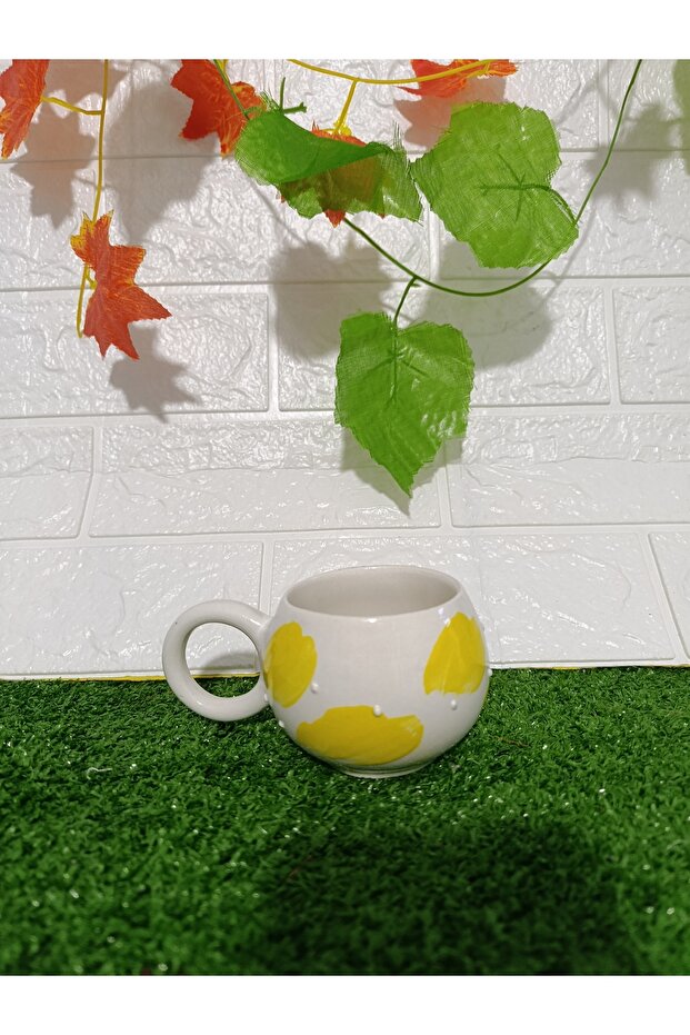 Brush Patterned Handmade Ceramic Cup - 1