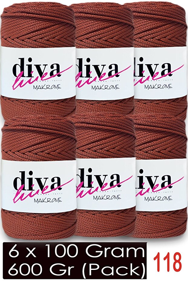 1.5 mm - 600 Gr - Polyester Macramé Bag Supla İpi (Pack of 6) 118 Tiles