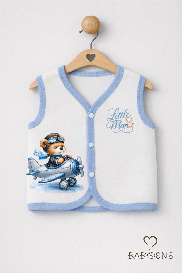 Baby Boy Vest Cotton Snap Fastener Diamond Jacquard Teddy Bear Printed Newborn Baby Vest Seasonal