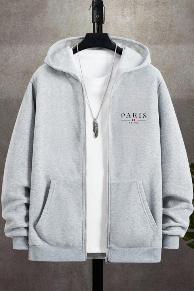 Unisex Oversize Zippered Sweatshirt Jacket