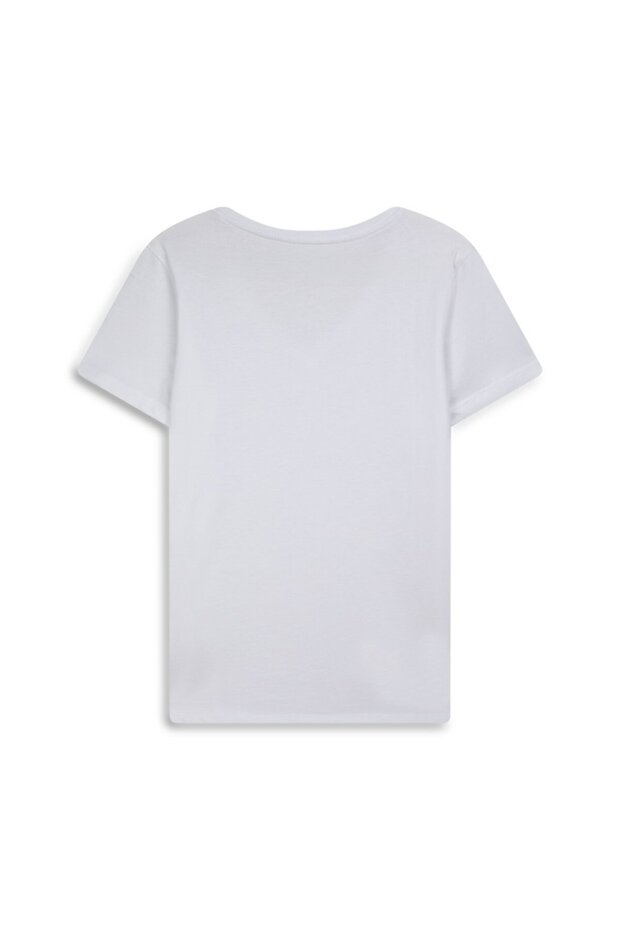 V Yaka Basic Beyaz T-shırt - 2