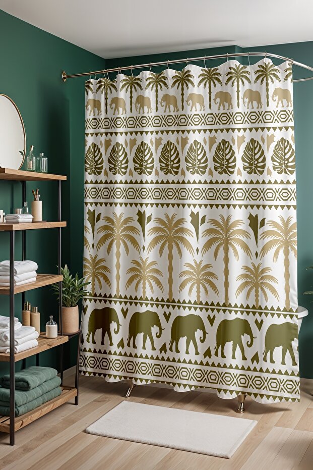 Bathroom Curtain, Wild Nature's Rhythm Patterned Shower Curtain, Bathtub Curtain 175X200Cm